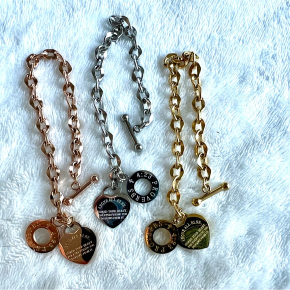 2 Piece Set! Choker & Bracelet Proverbs 4:23 Heart - Picture 7 of 13